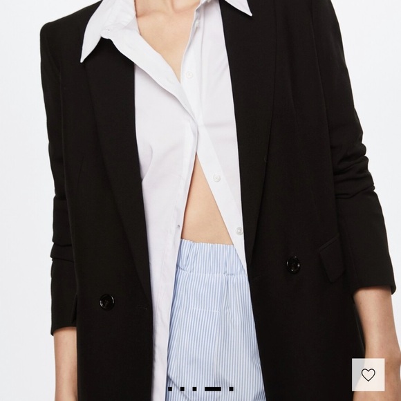 Mango oversized Blue Striped Button-Up Shirt and Shorts Set in cotton bl… - Picture 4 of 14